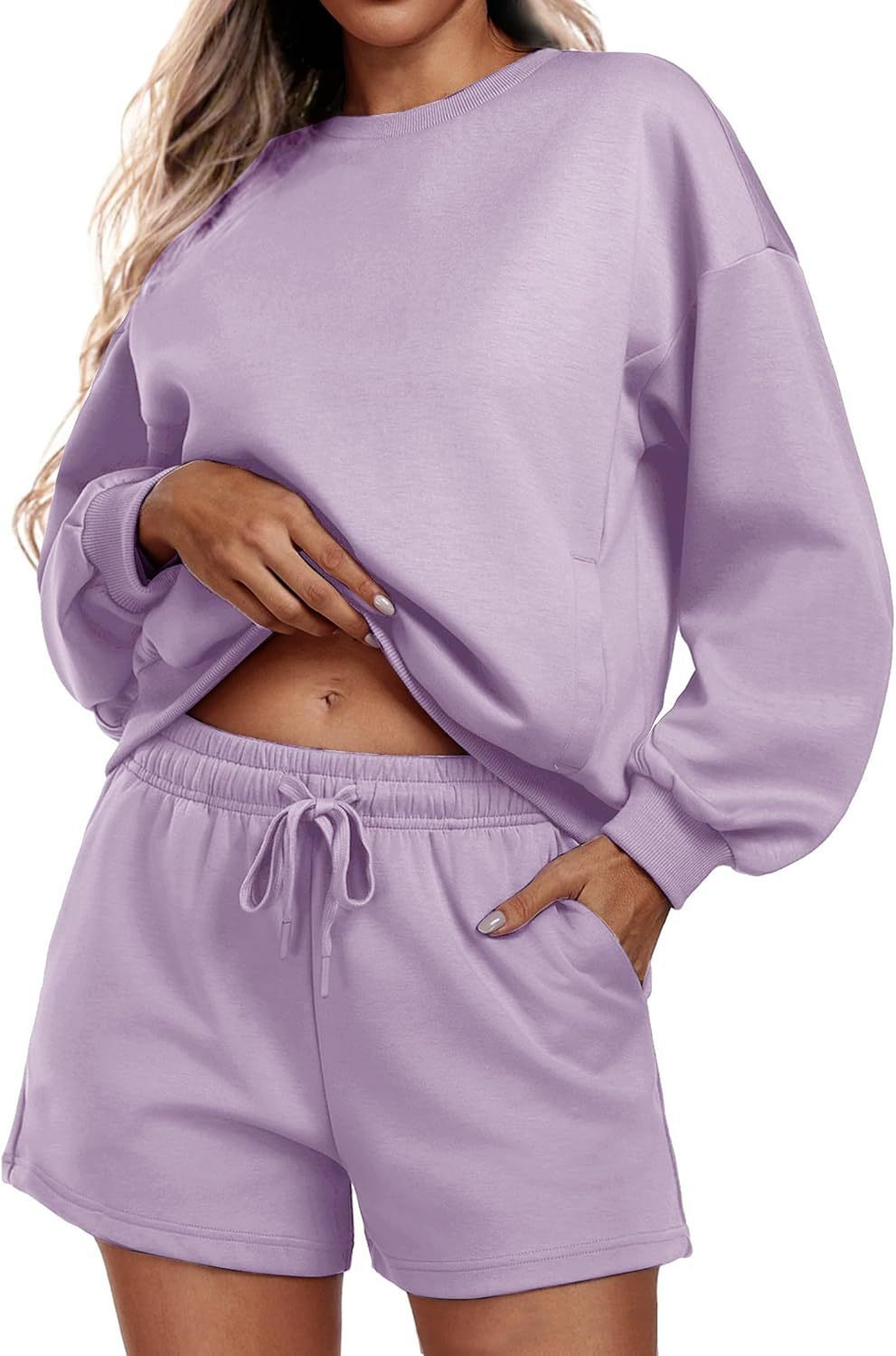 Women's Long-sleeve And Shorts Casual Sportswear Set