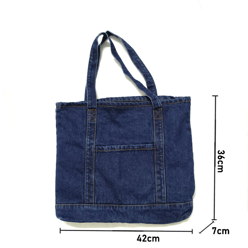 Japanese Simple Retro Denim Blue Canvas Bag