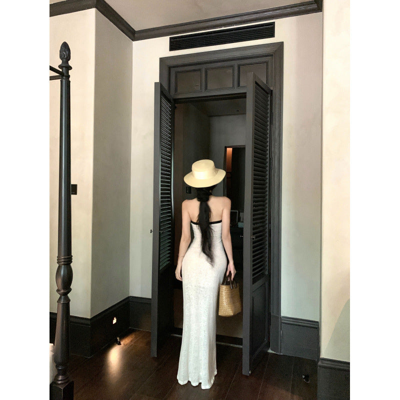 Women's Casual White Halter-neck Tube Dress