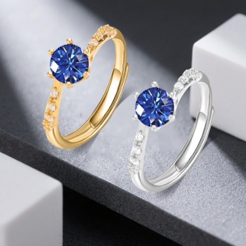 Women's Blue Deep Niche Light Luxury Open Ring
