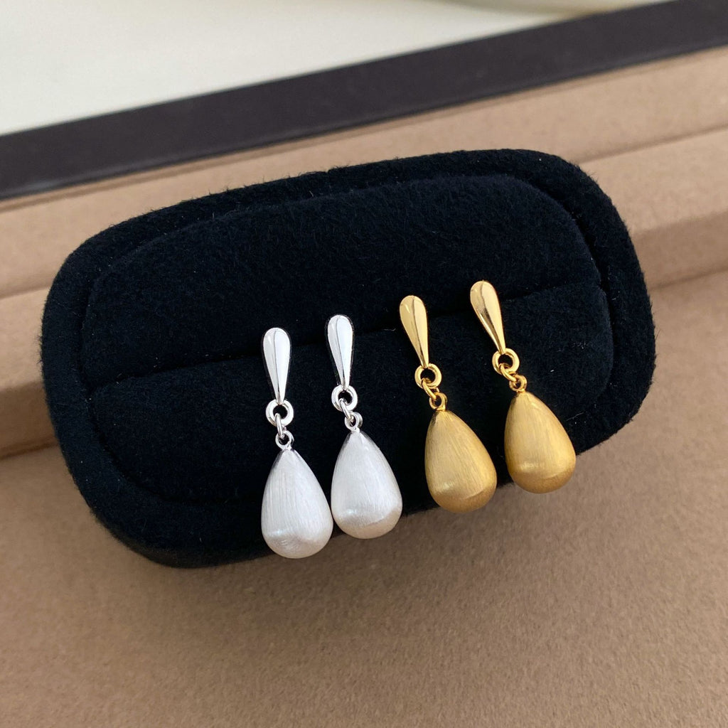 Wire Drawing Drop Pendant Ear Clips Stylish Earrings