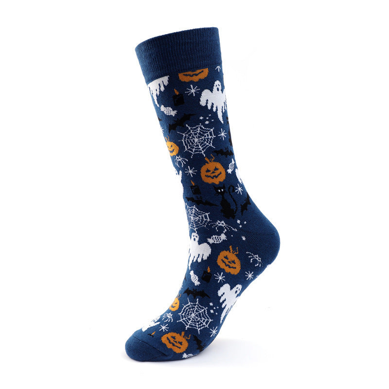 Personalized Cotton Socks Men And Women Halloween Pumpkin Skull Cartoon Tube Socks Trendy Long Athletic Socks