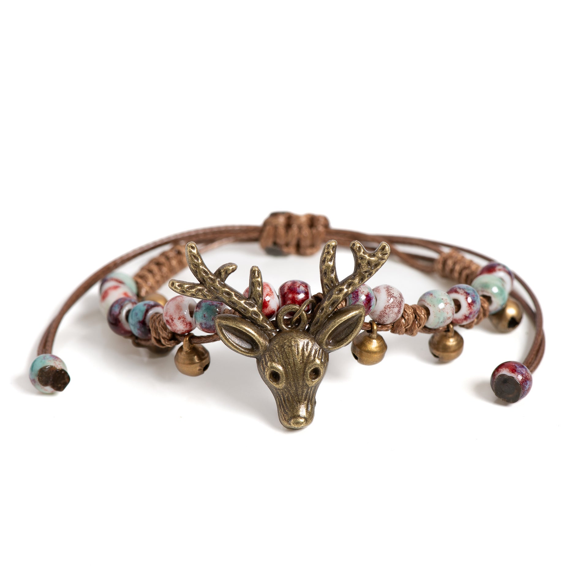 Forest-themed Vintage Pure Copper Bell Bracelet Minimalist Ceramic