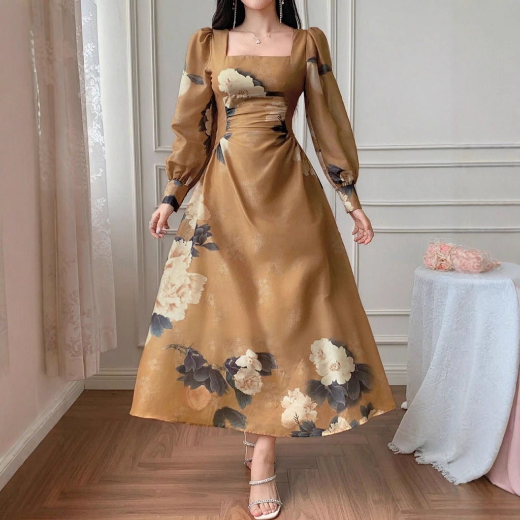 Stylish Womens Dress With Lantern Sleeves, Versatile And Trendy