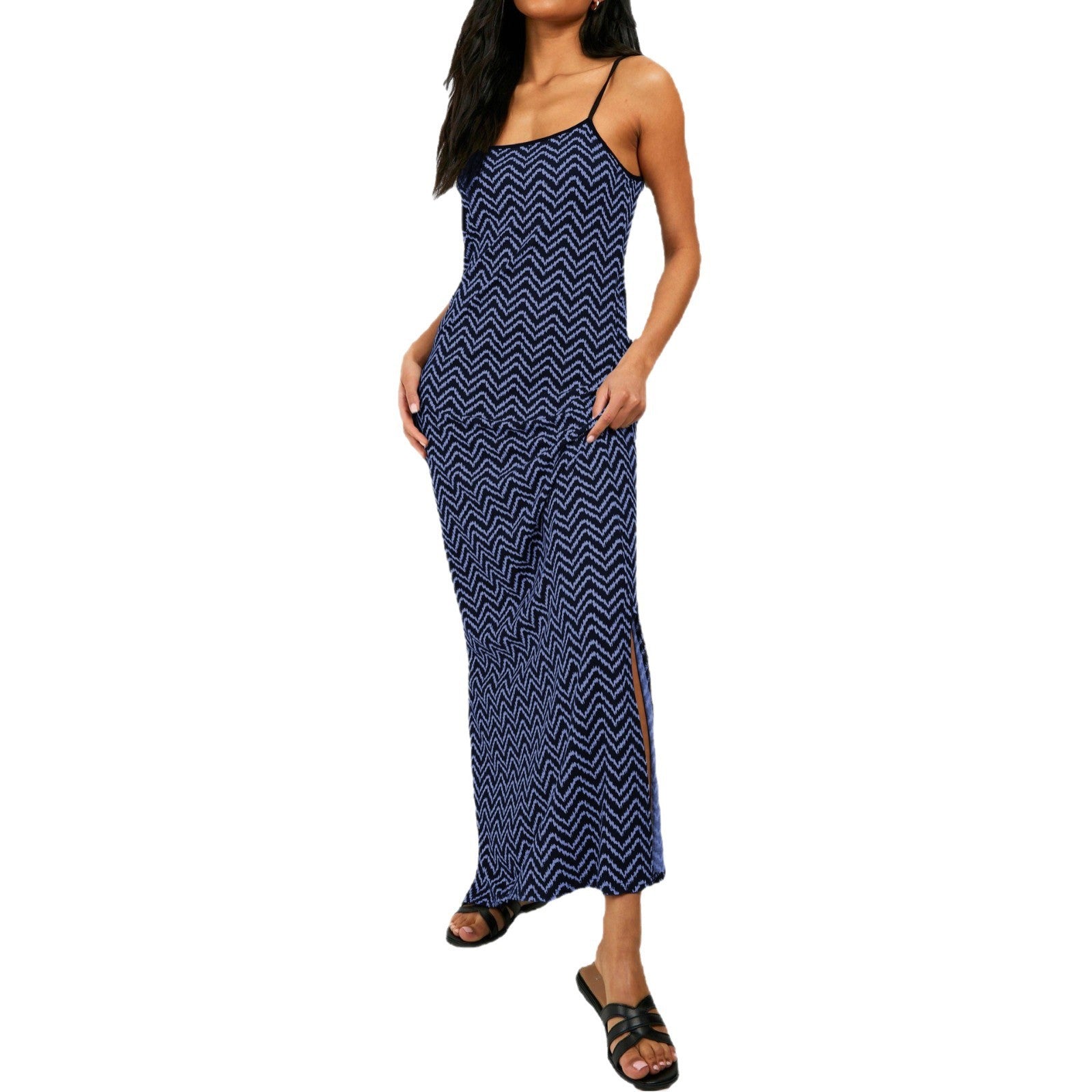 Women's Dress With Sexy Split And Straps