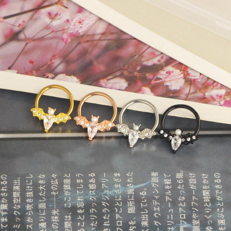 Halloween Bat Closed Zirconium Nose Ring