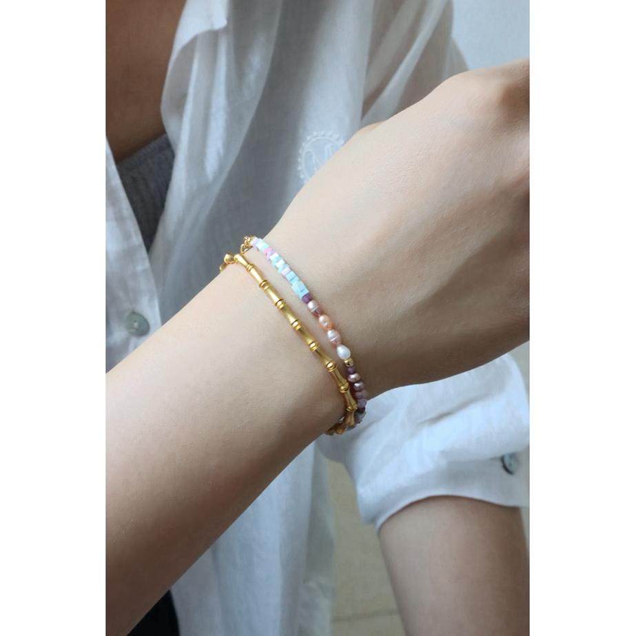 Macaron-Colored Freshwater Pearl Beaded Minimalist Necklace Clavicle Chain