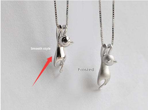 S925 Sterling Silver Necklace Cute Cat Sterling Silver Necklace