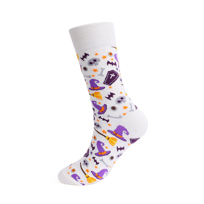 Personalized Cotton Socks Men And Women Halloween Pumpkin Skull Cartoon Tube Socks Trendy Long Athletic Socks