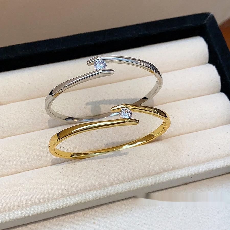 Light Luxury Niche High-end Genuine Gold-plated Zirconia Round Bracelet For Women