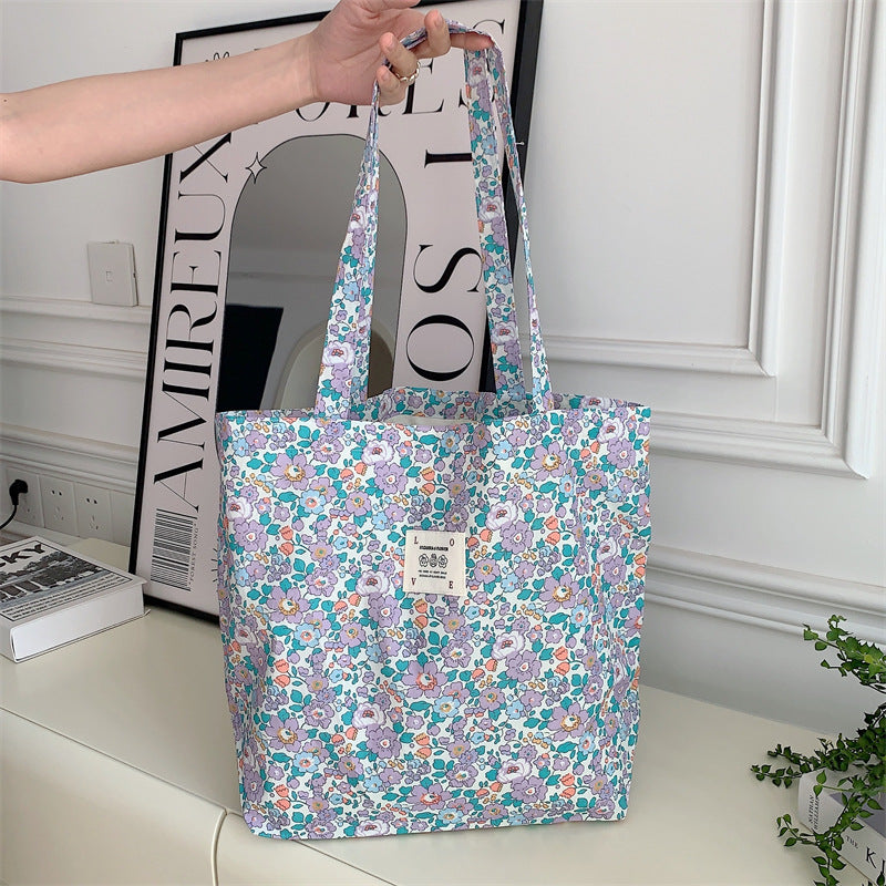Tote Large Capacity Fashion Floral Canvas Shoulder Bag