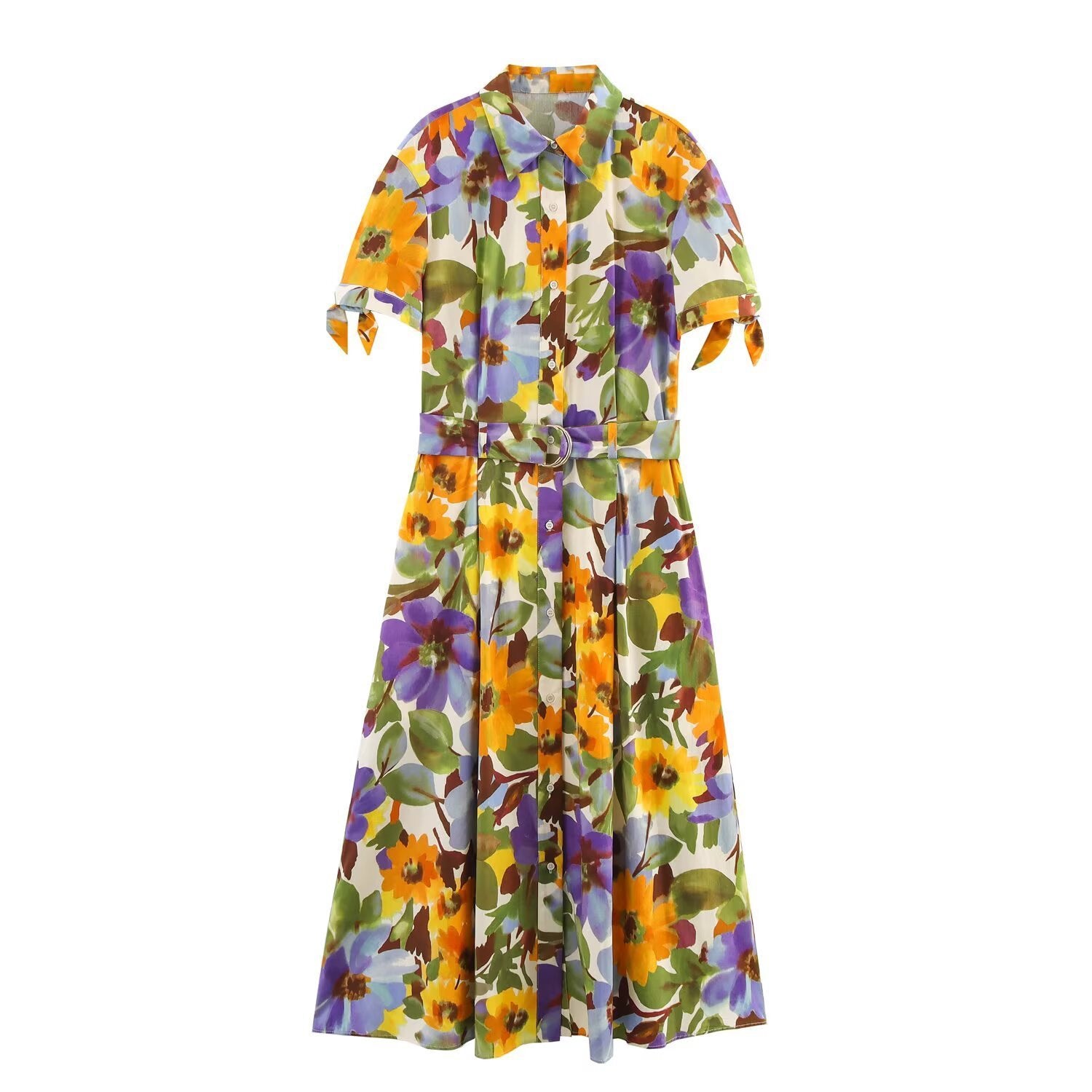 Stylish And Gentle Floral Belt Dress