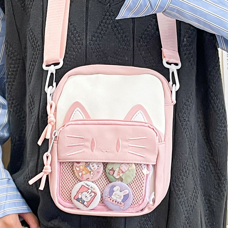 Cartoon Cat Embroidered Casual Shoulder Bag
