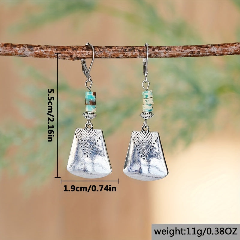 Vintage Turquoise Beaded Earrings For Women