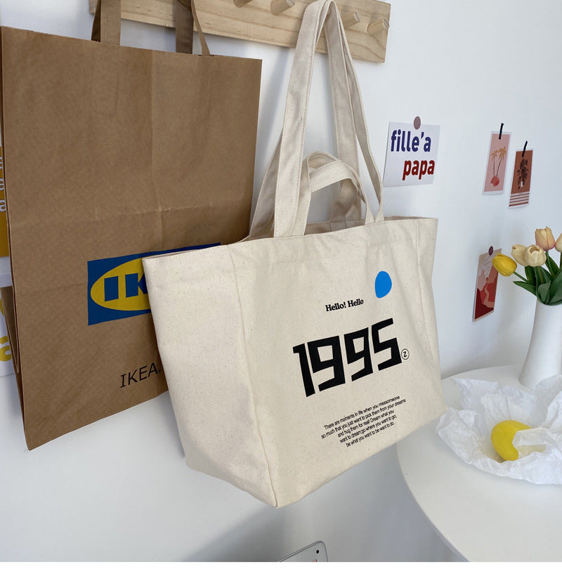 Korean Version Large Capacity English Canvas Shopping Bag