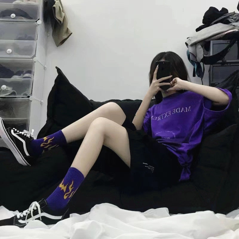 New Flame Socks Men And Women Pure Cotton