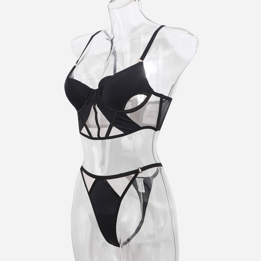 Glossy Mesh Hollow French Underwear Women