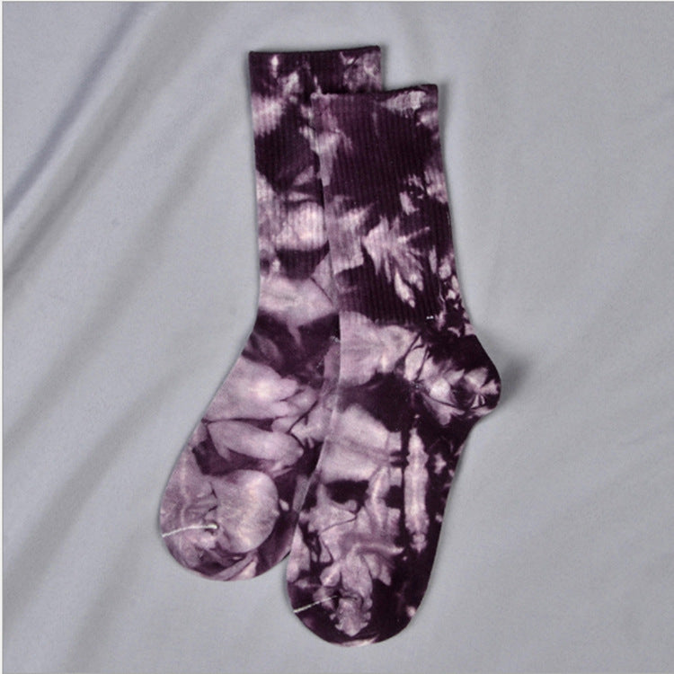 Tie-dye Socks For Men And Women In The Middle Tube High Top Street