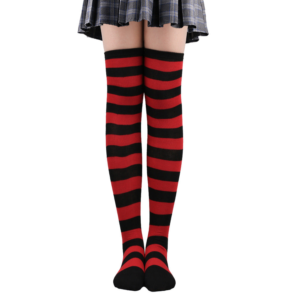 Striped Socks Hold-ups Women Over The Knee Halloween