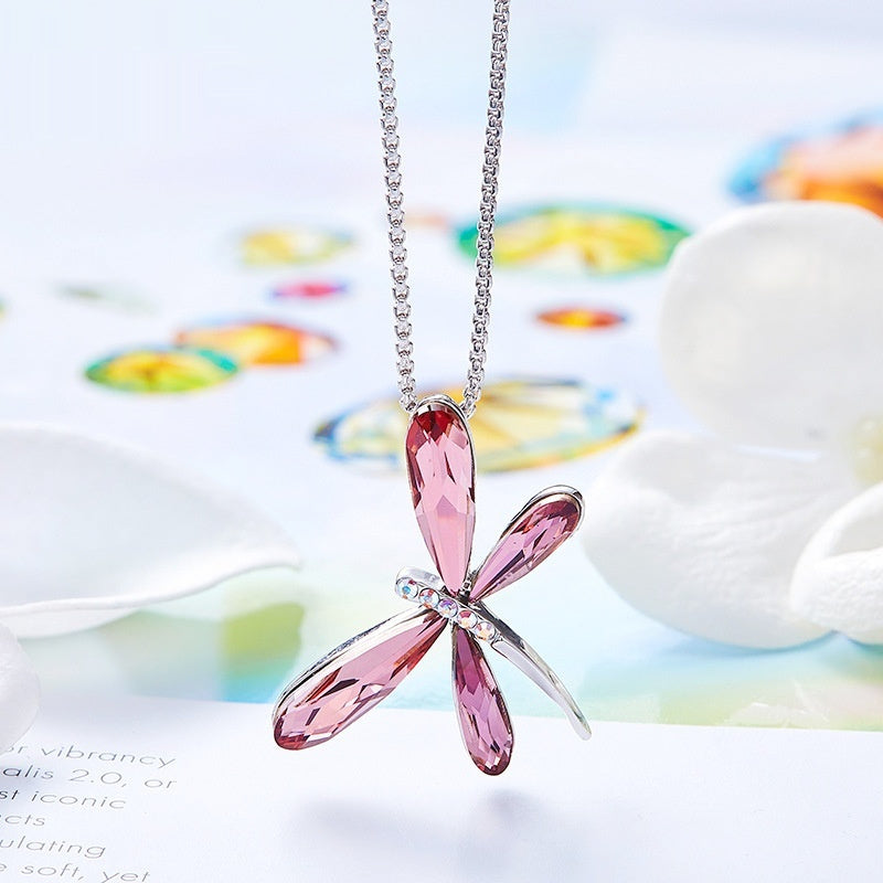 Ladies' Fashion Minimalist Versatile Crystal Dragonfly Necklace