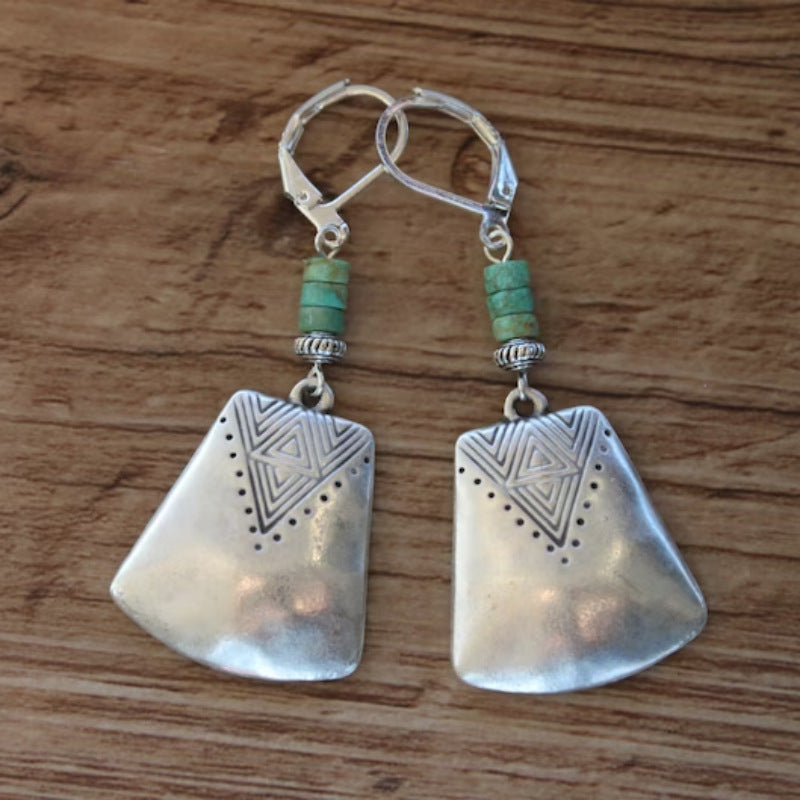 Vintage Turquoise Beaded Earrings For Women