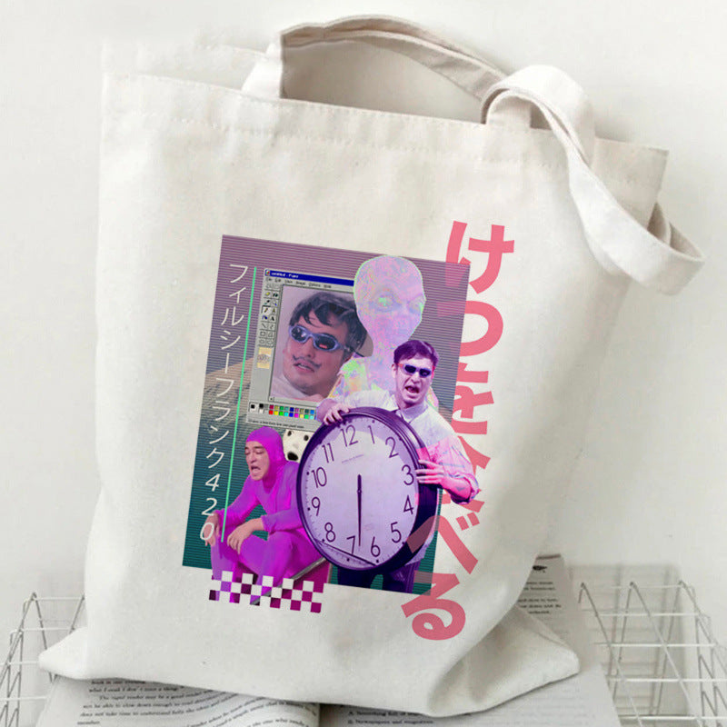 Printed Canvas Handbag Shopping Bag