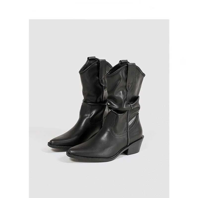 Women's Vintage Chunky Heeled Ankle Boots