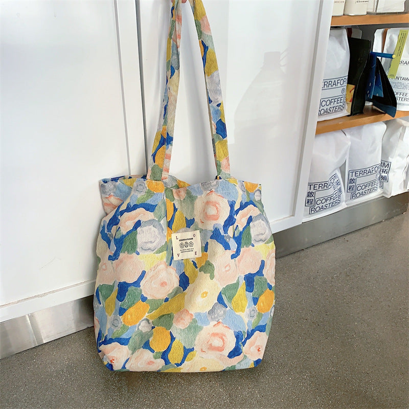 Tote Large Capacity Fashion Floral Canvas Shoulder Bag
