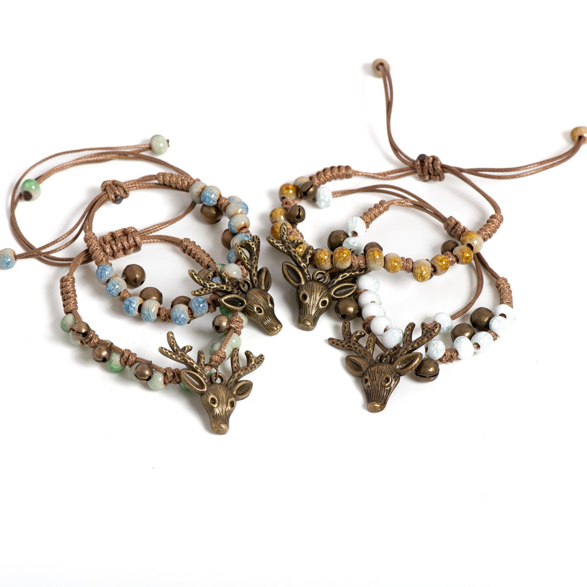 Forest-themed Vintage Pure Copper Bell Bracelet Minimalist Ceramic