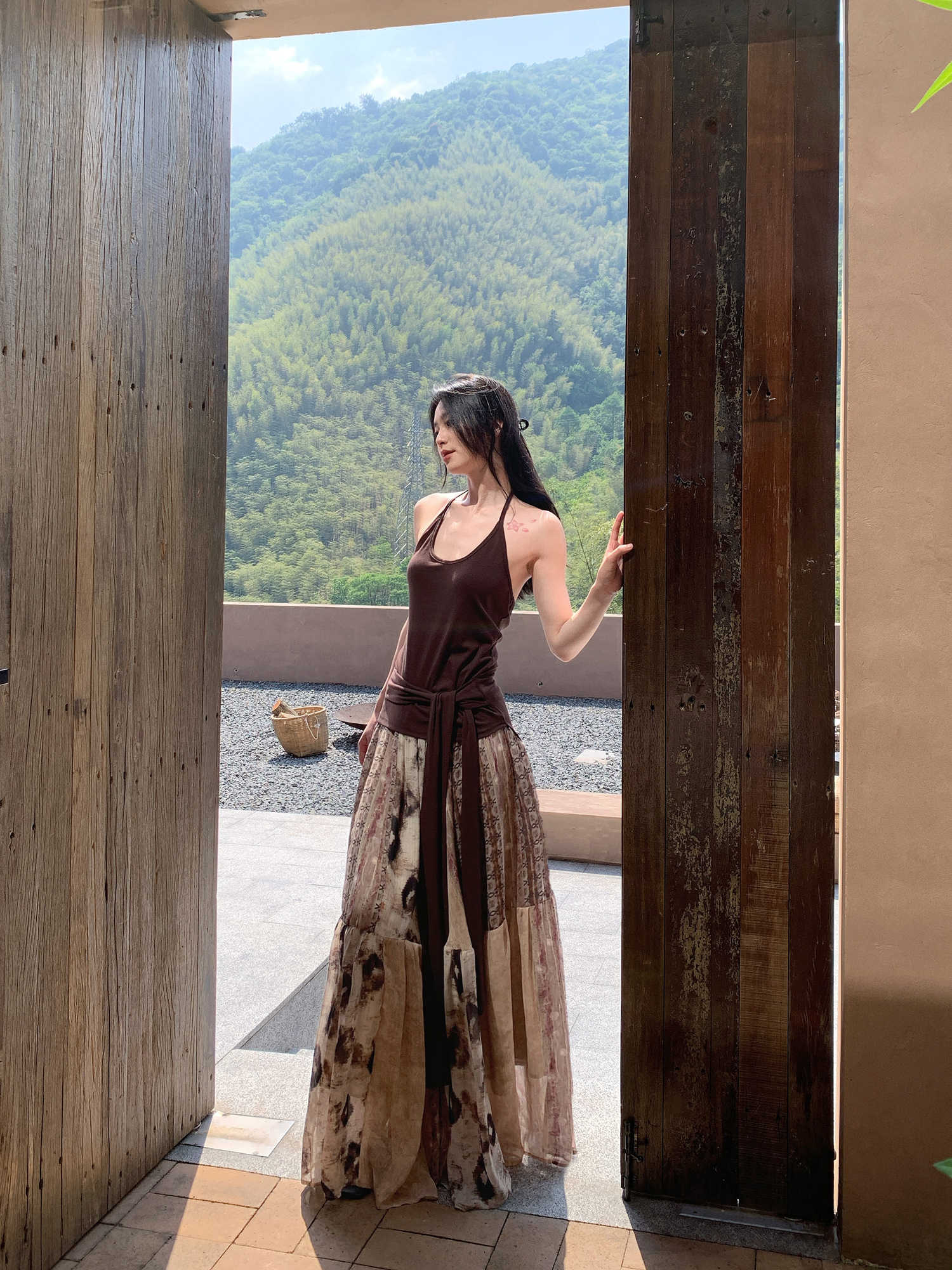 Vintage Printed Chiffon Printed Skirt