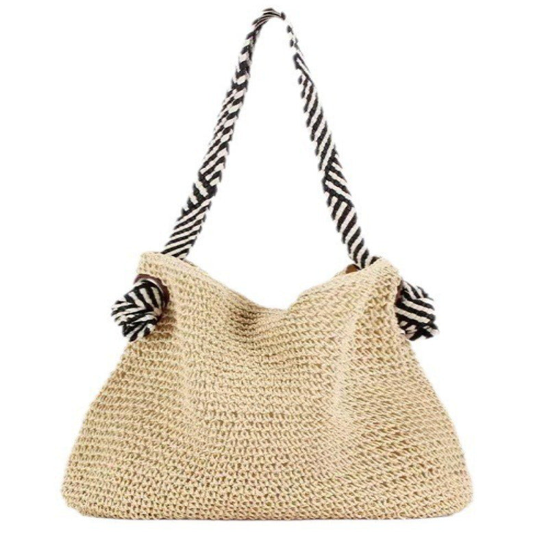 Simple And Stylish Straw Underarm Contrast Handmade Women's Bag