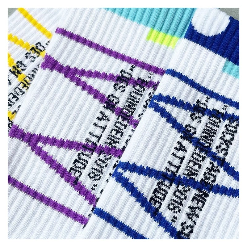 Middle Tube Striped Sports Socks Men And Women Cotton Trend