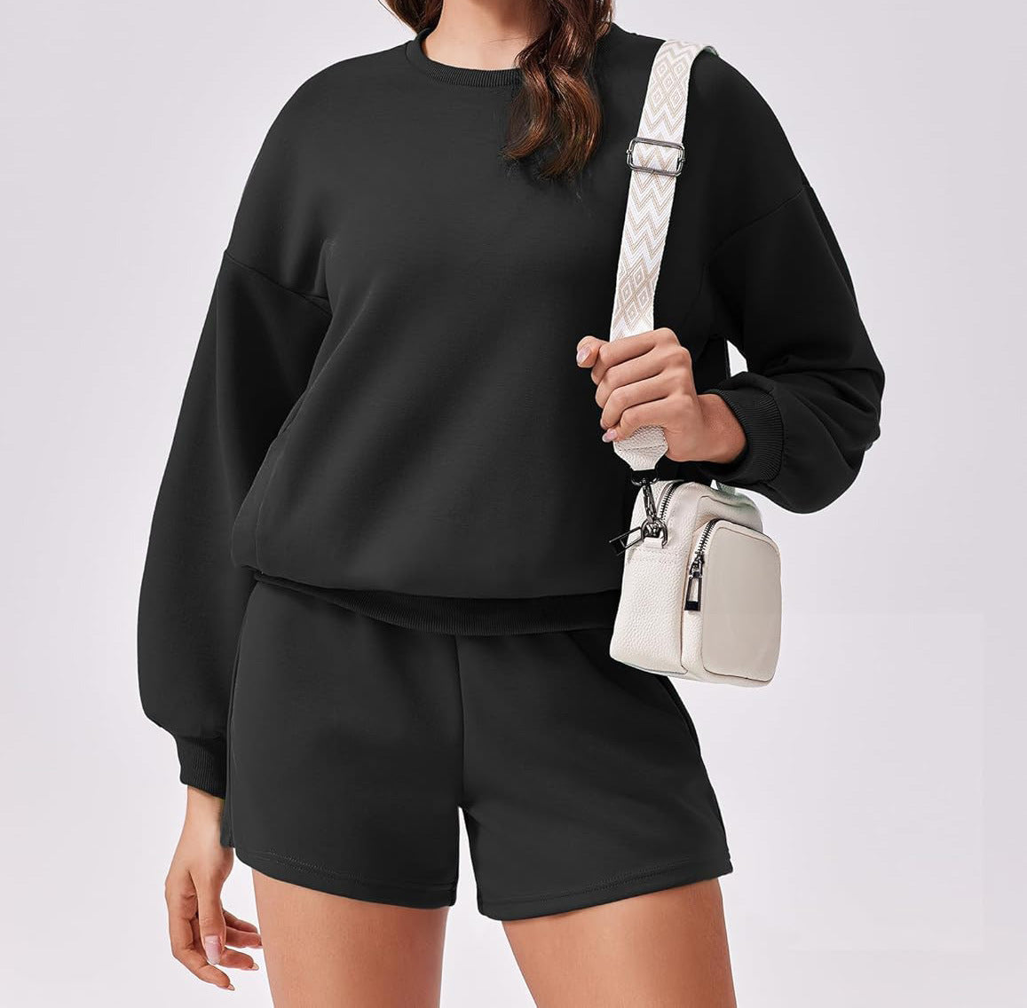 Women's Long-sleeve And Shorts Casual Sportswear Set