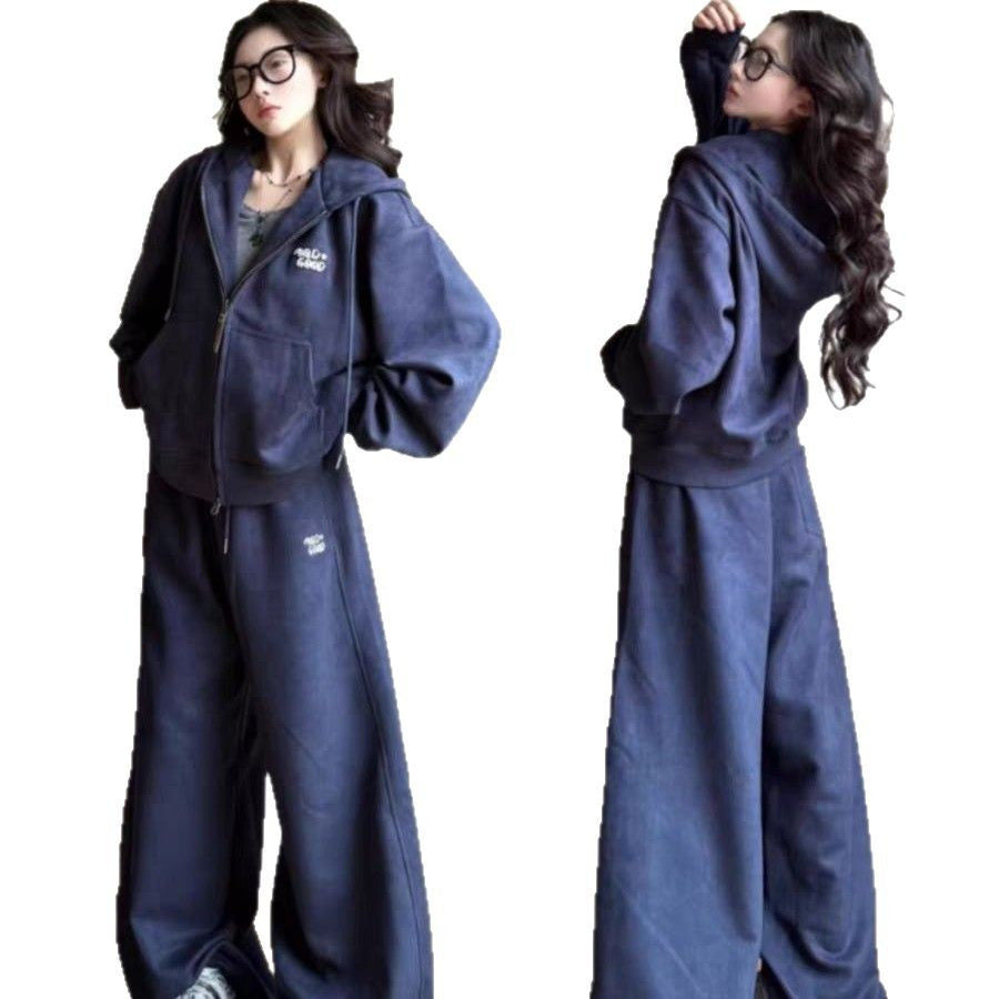 Hooded Cardigan Top Chic Casual Sportswear Set