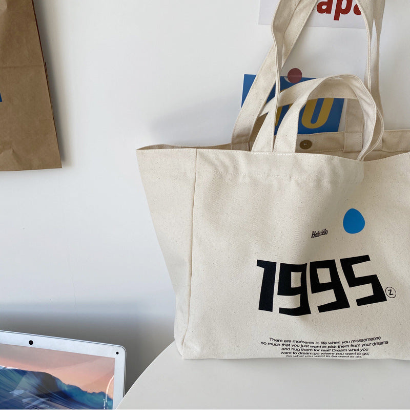 Korean Version Large Capacity English Canvas Shopping Bag