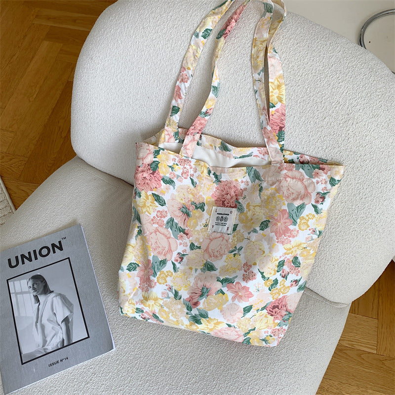 Tote Large Capacity Fashion Floral Canvas Shoulder Bag