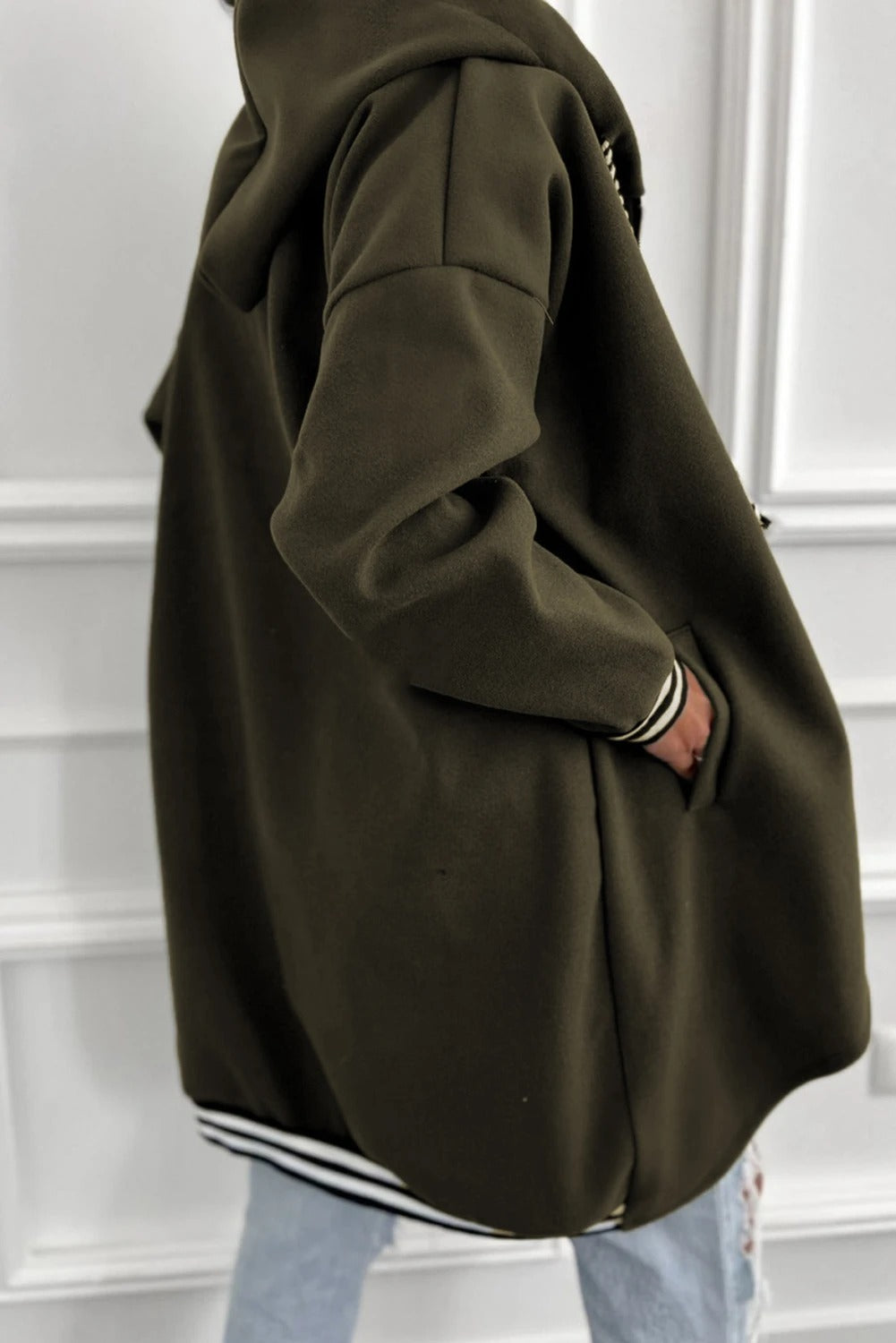 Women's Solid Color Loose Versatile Zip-up Hooded Jacket