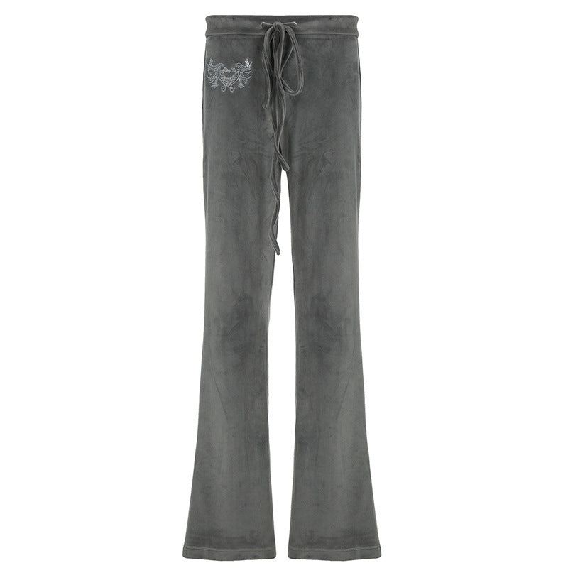 American Retro Y2g Velvet Bootleg Pants Slim Fit