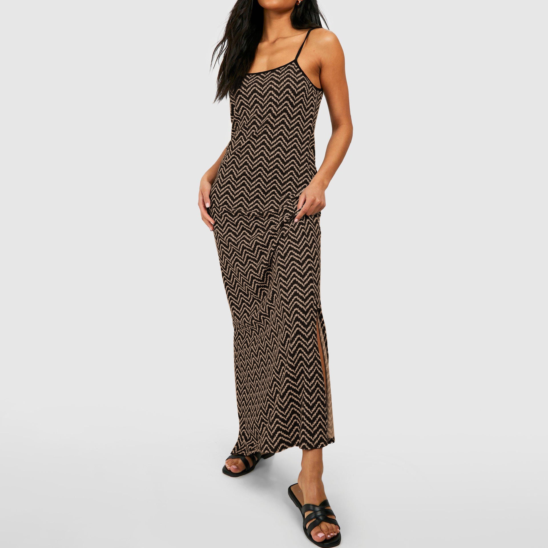 Women's Dress With Sexy Split And Straps