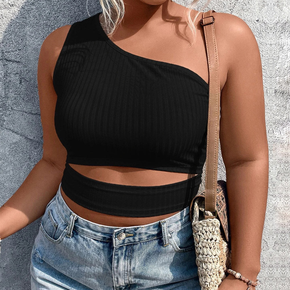 Women's Fashion Versatile Off-Shoulder Short Knitted Vest Crop Top