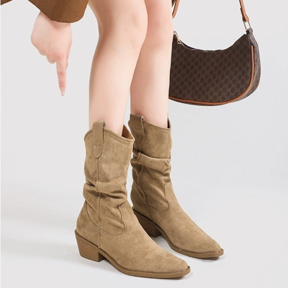 Women's Vintage Chunky Heeled Ankle Boots