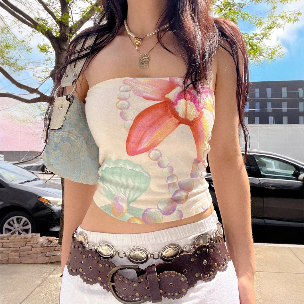 Girl's Younger Island Shell Flower Tube Top Vest
