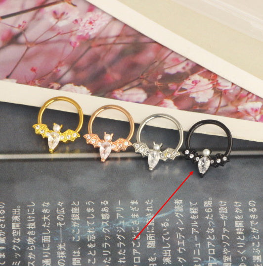 Halloween Bat Closed Zirconium Nose Ring
