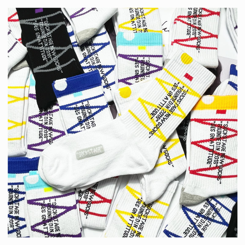 Middle Tube Striped Sports Socks Men And Women Cotton Trend