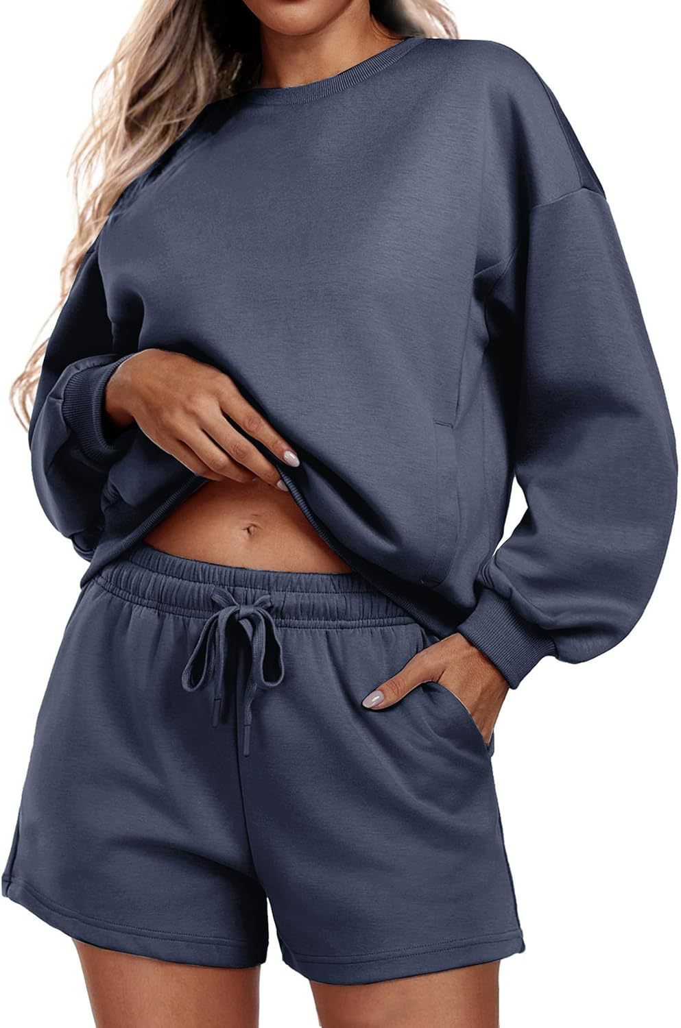 Women's Long-sleeve And Shorts Casual Sportswear Set