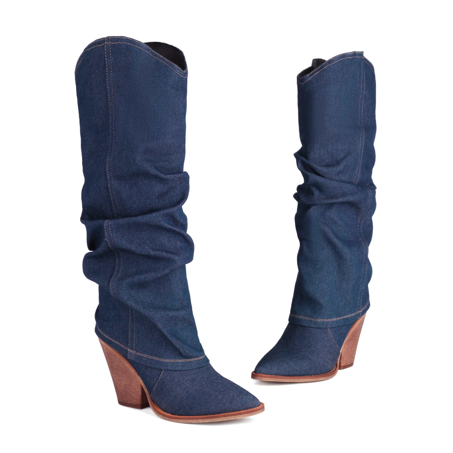 Chunky Heel High Heel Vintage Pointed Toe High Tube Pants Boots