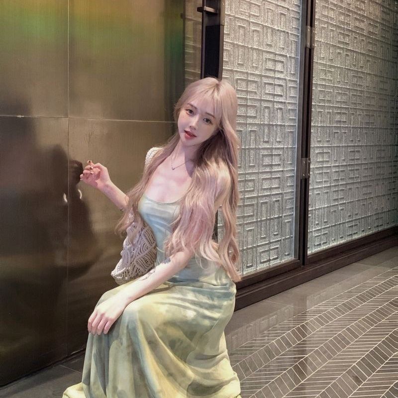 Retro Cool And Minimalist Light Green Strap Dress With A Pure And Alluring Vibe