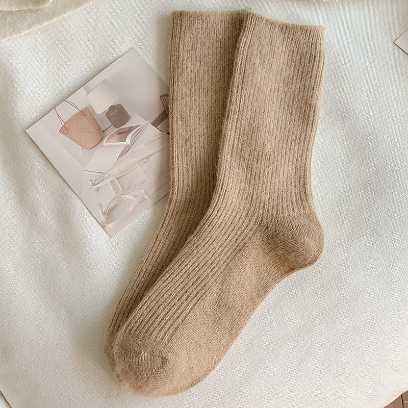 Autumn And Winter Solid Color Wool Socks