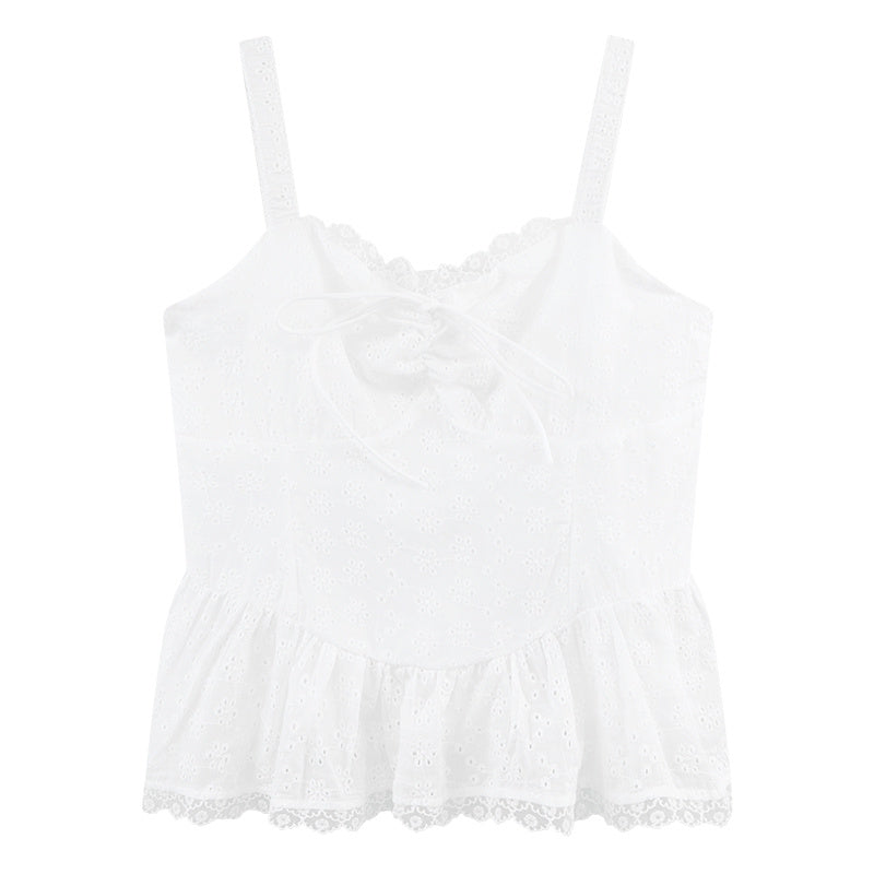 Pure Desire Style Hot Girl Flounce Splicing Sling Vest