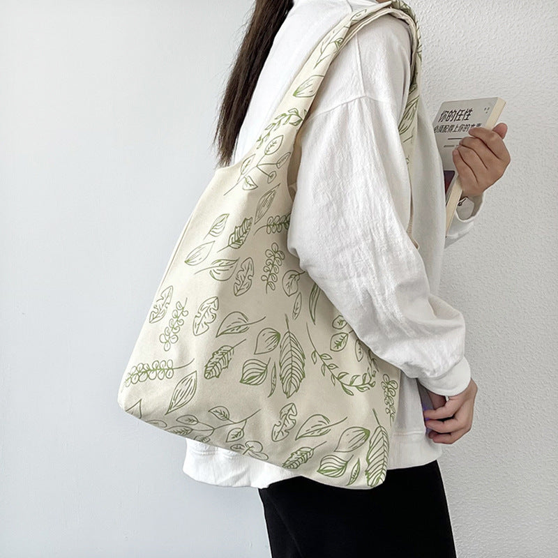 Large Capacity Portable Leaf Printed Vest Canvas Bag